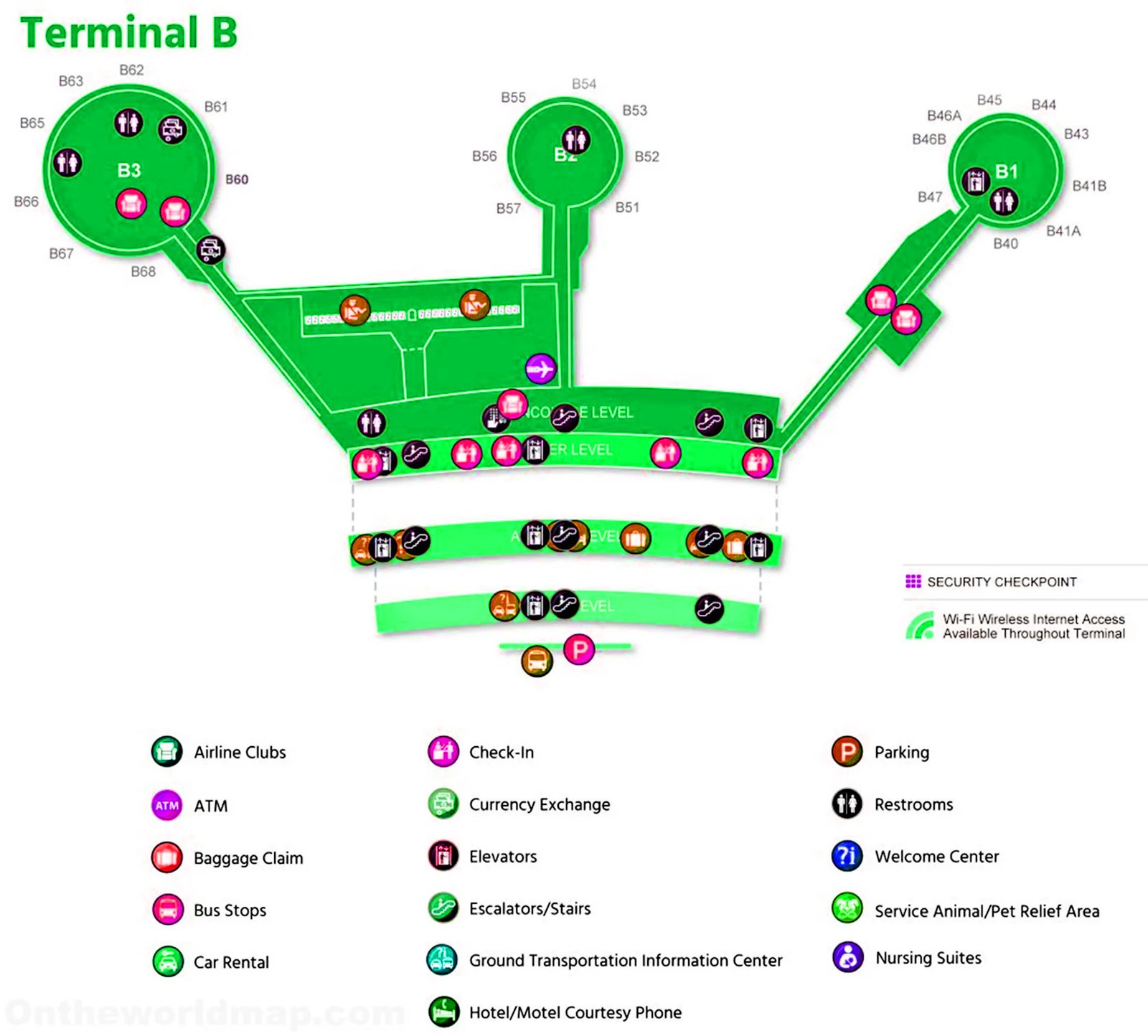 Airport EWR terminal  b map