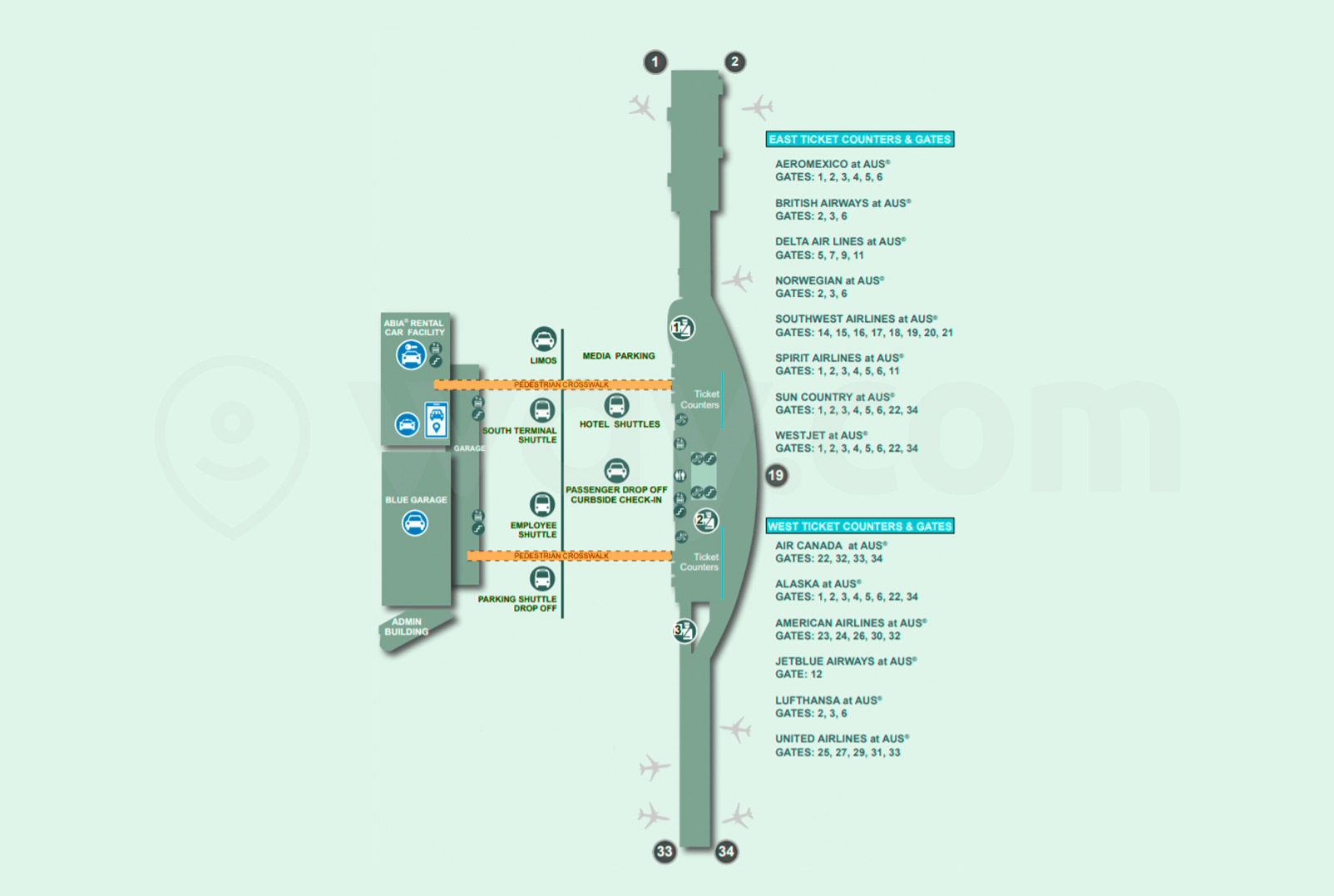 Austin–Bergstrom International Airport Terminal Map