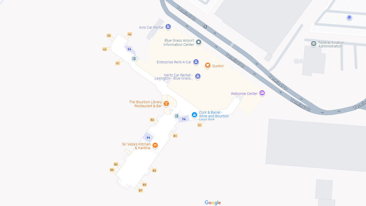 Blue Grass Airport LEX Terminal Maps