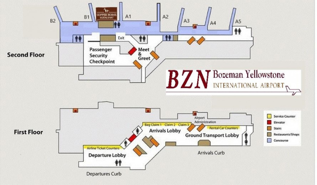 Bozeman Yellowstone concourse a map