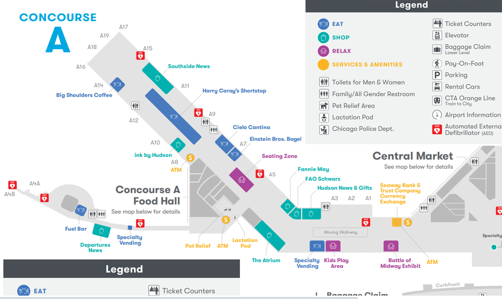 Chicago Midway Airport terminal map a
