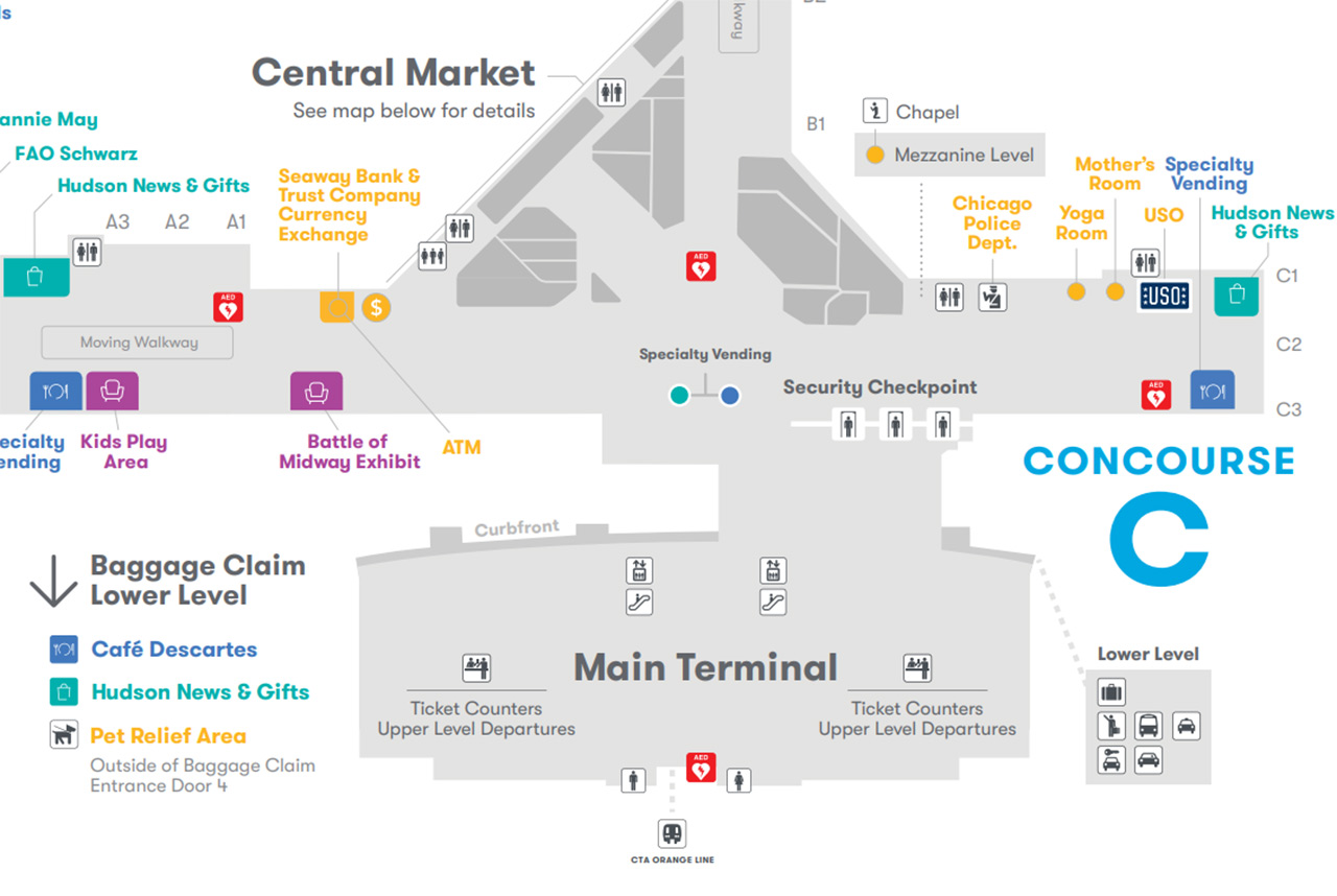 Chicago Midway terminal map c main