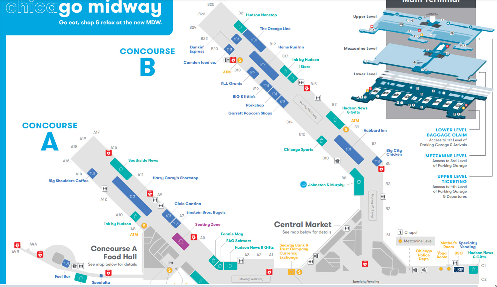 Chicago Midway International Airport MDW terminal map