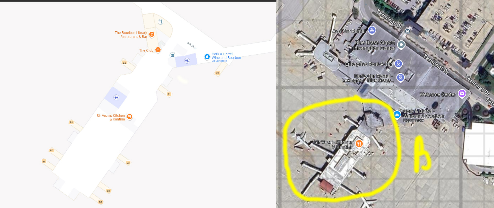 Concourse B lex airport