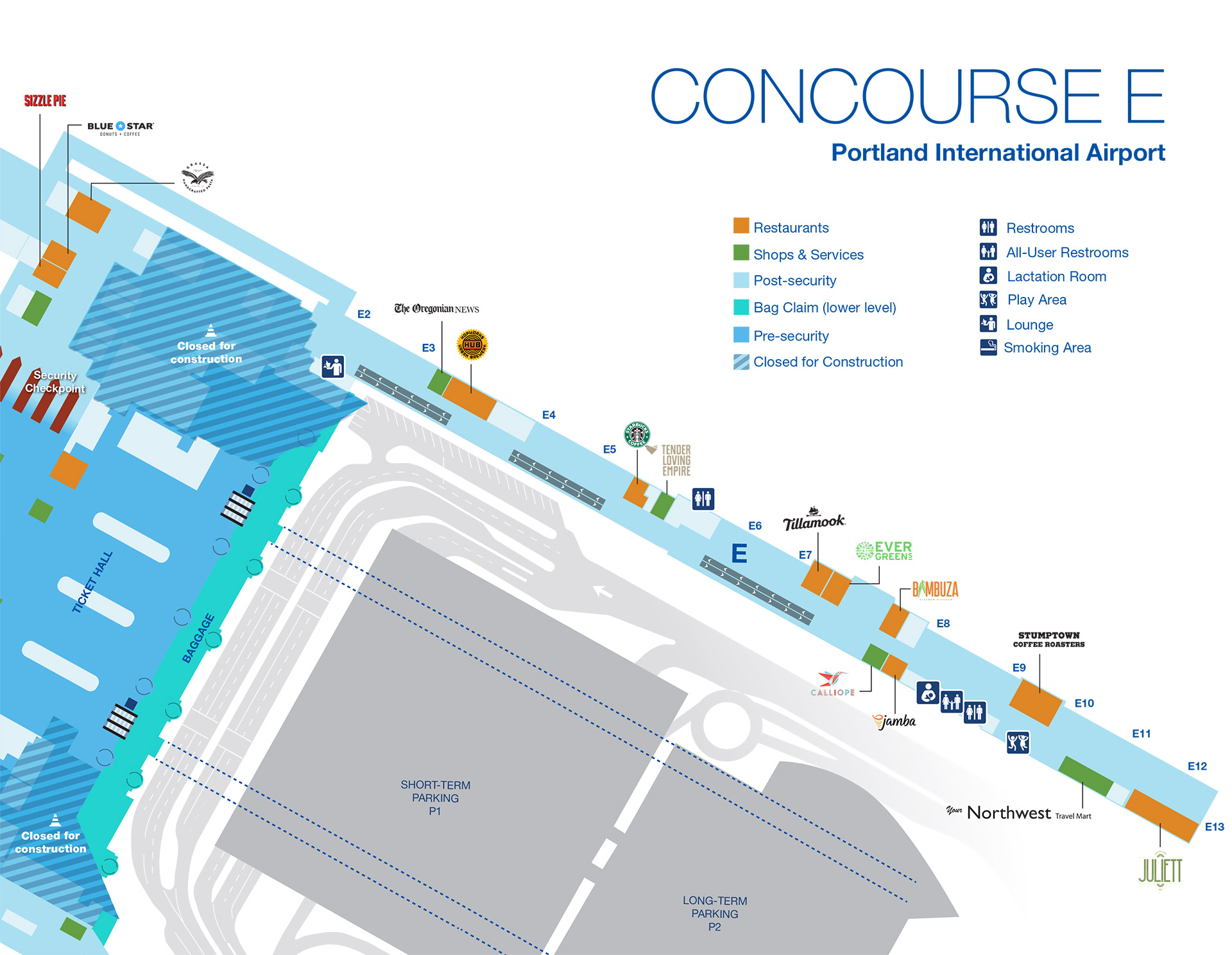 Concourse E Portland airport maps terminal