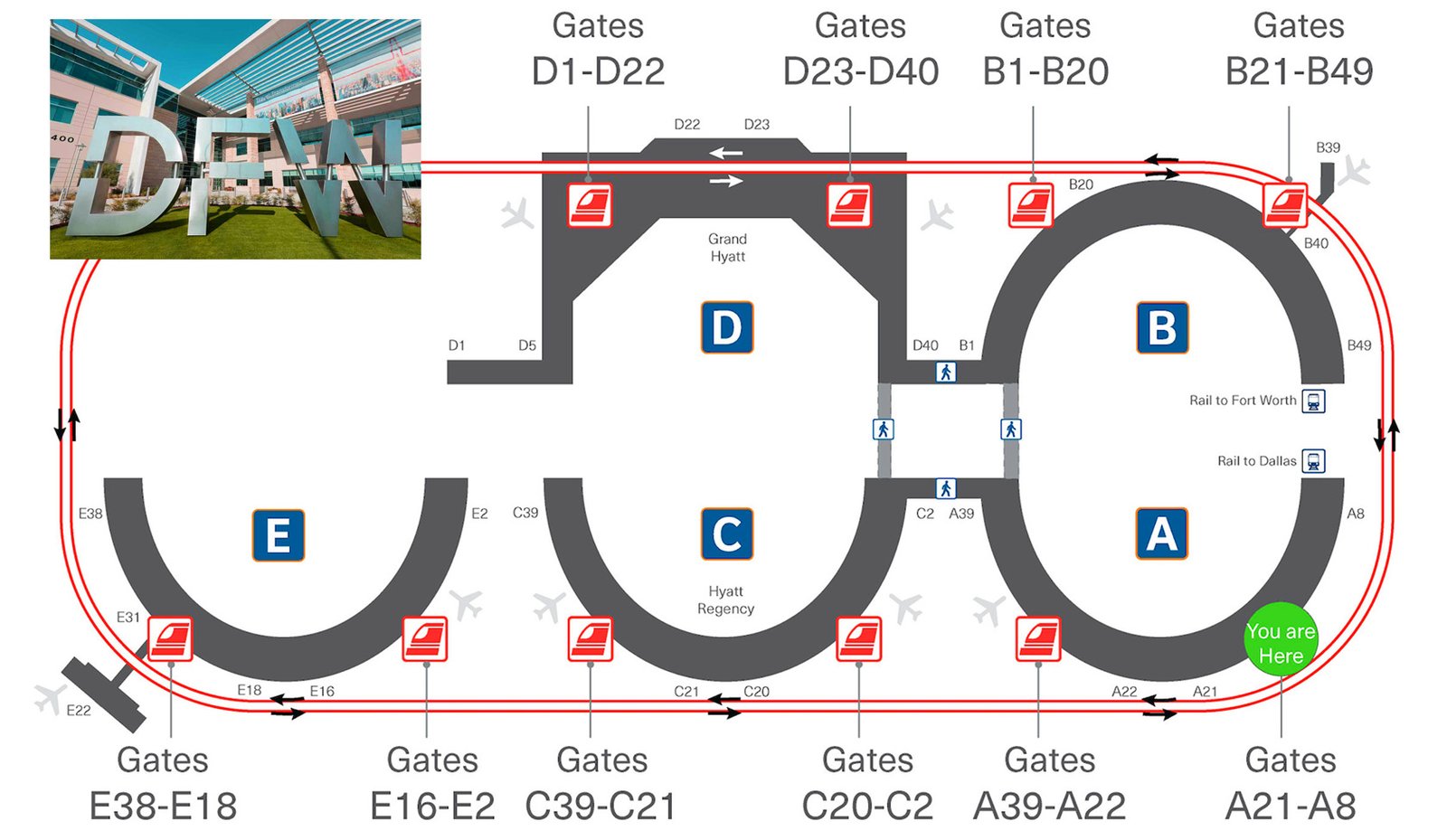 Dallas Fort Worth Airport Terminal maps