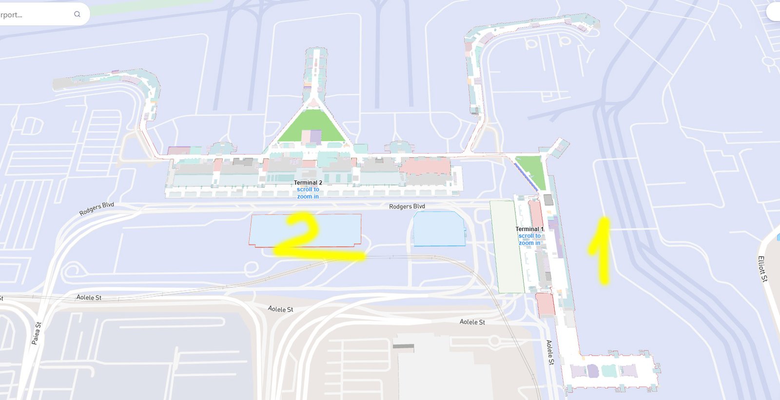 Daniel K. Inouye Airport HNL terminal map