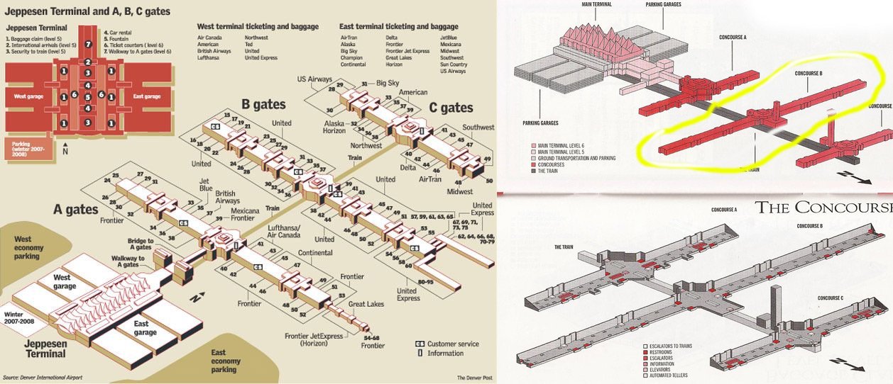 Denver international airport map of terminals concorce b