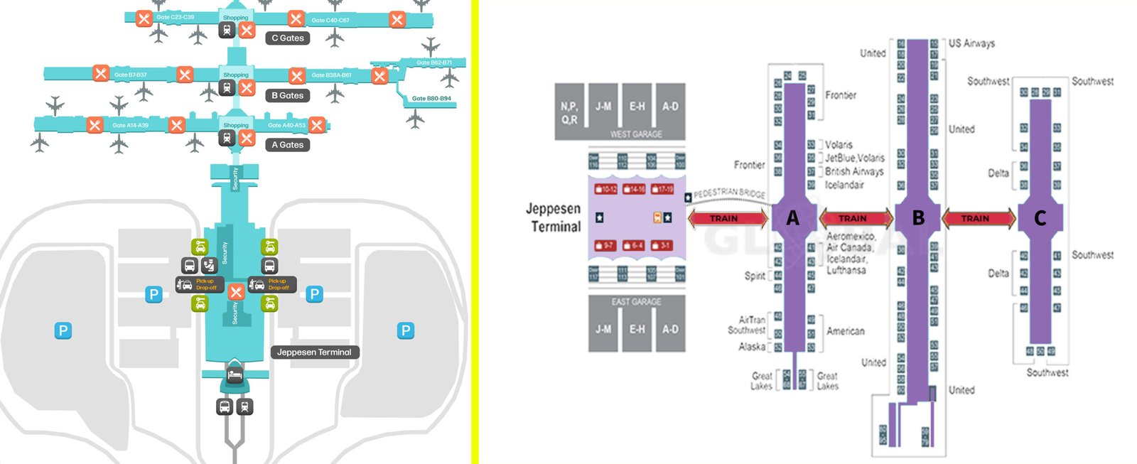 Denver international airport map of terminals