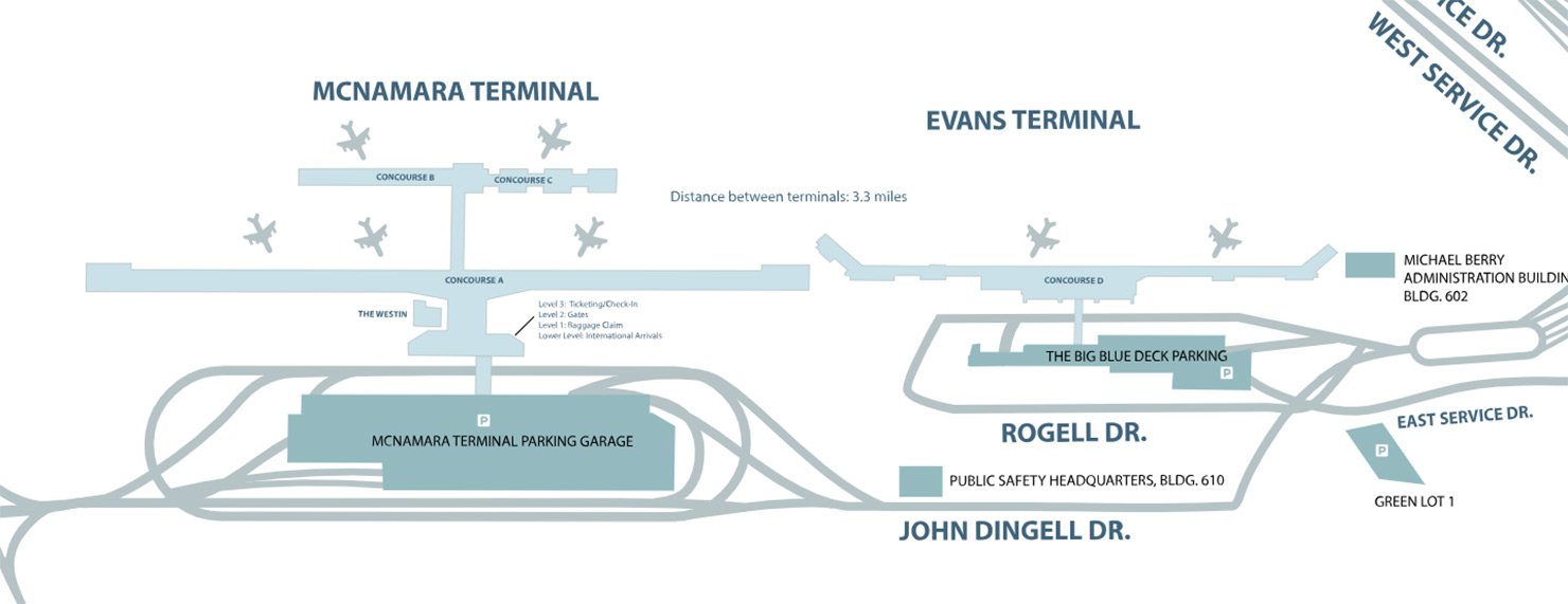 Detroit Metropolitan Airport DTW terminal map