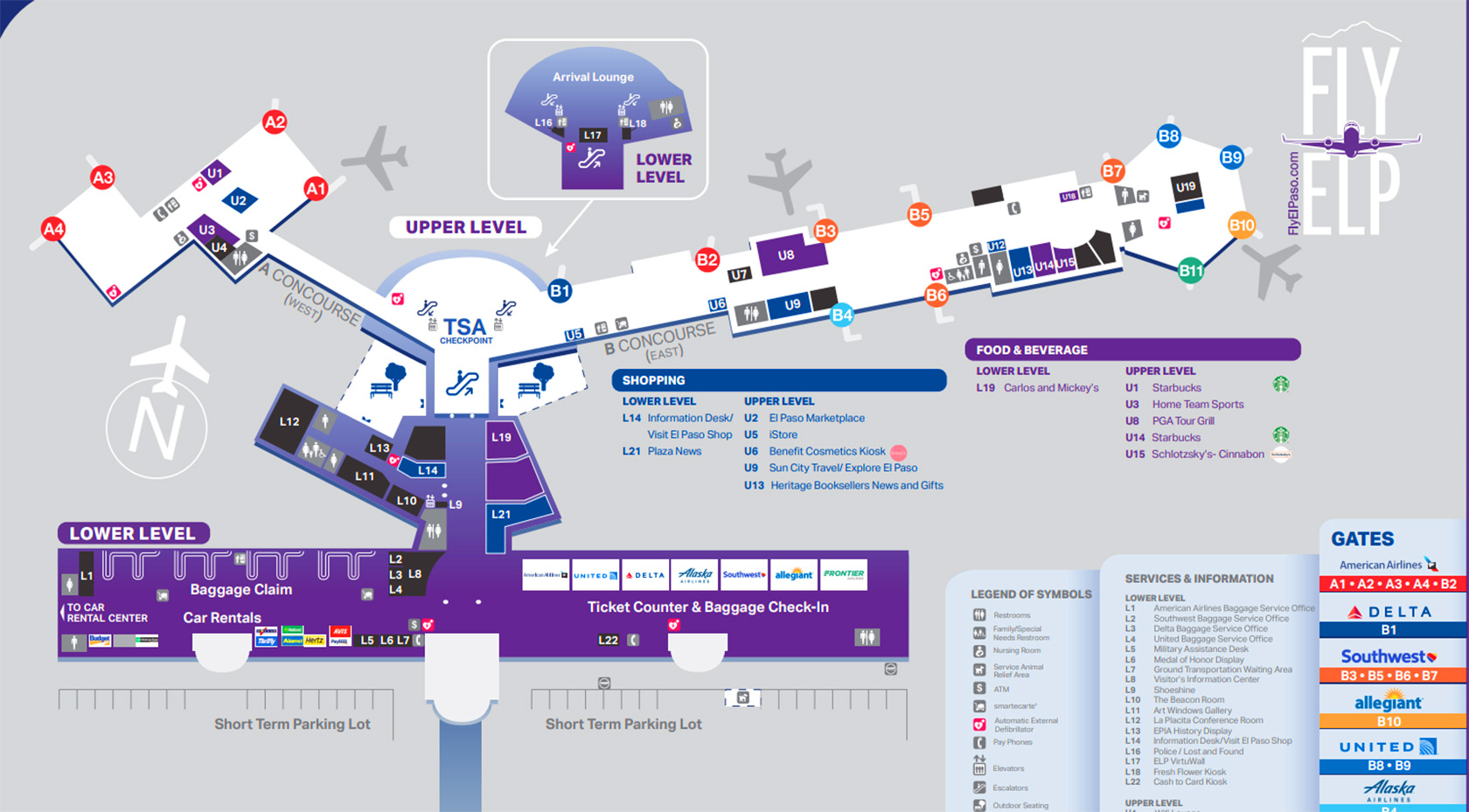 El Paso Airport (ELP) terminal map