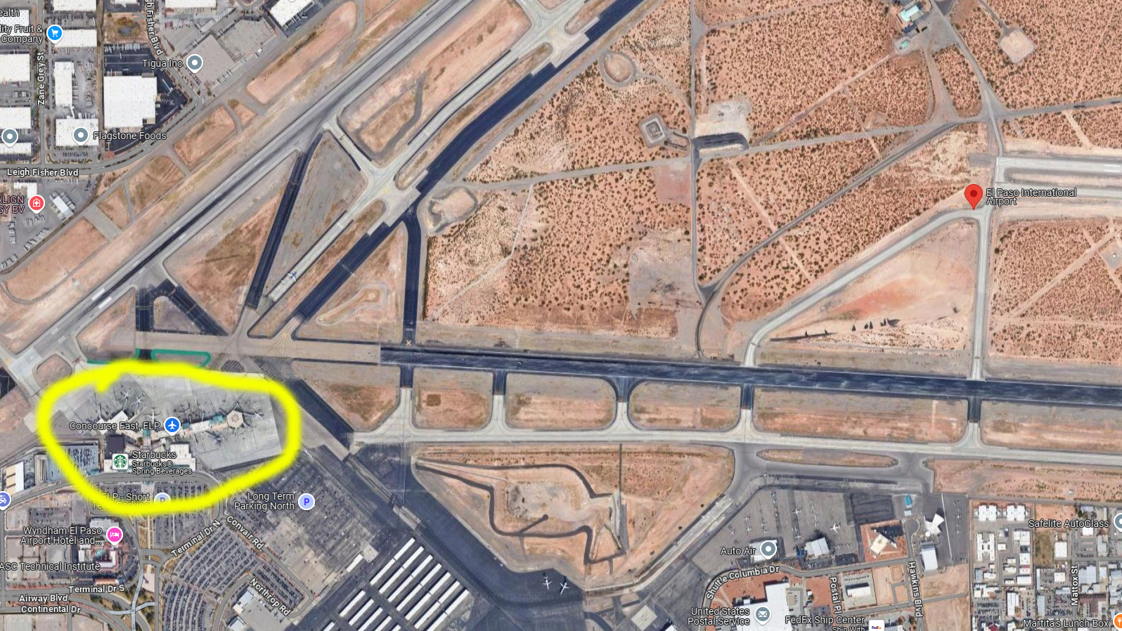 El Paso Airport map