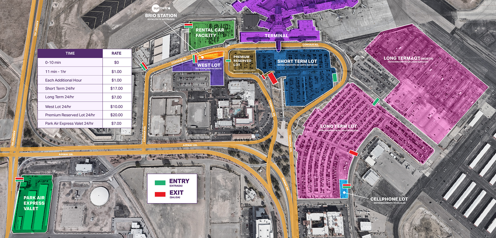 El Paso Airport parking map