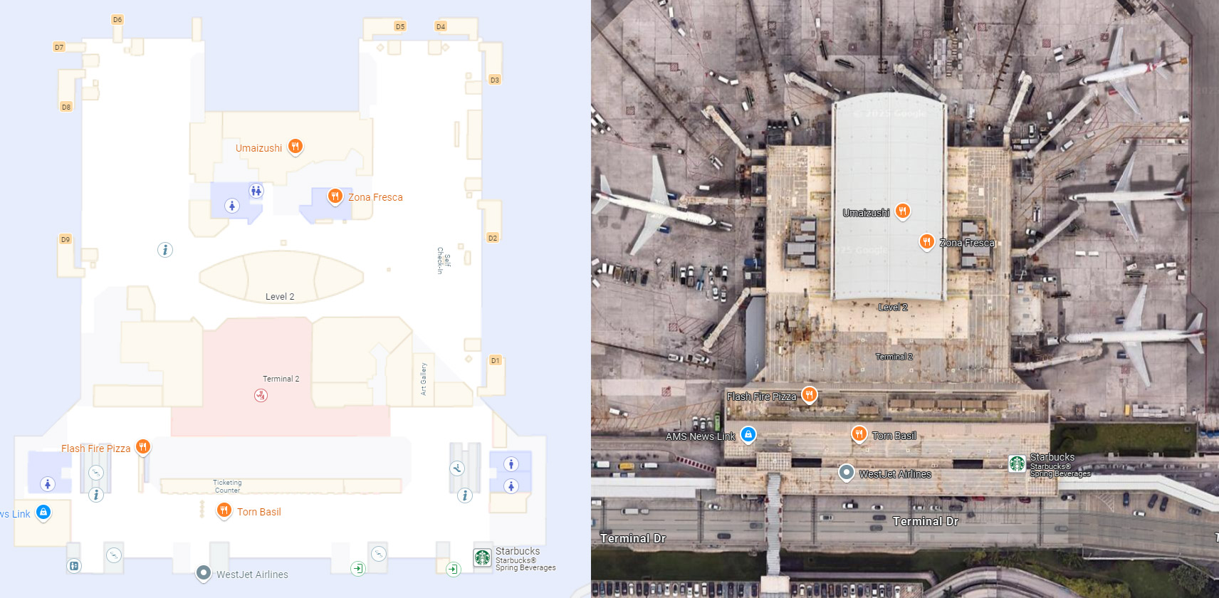 Fort Lauderdale Airport (FLL) Terminal 2 map
