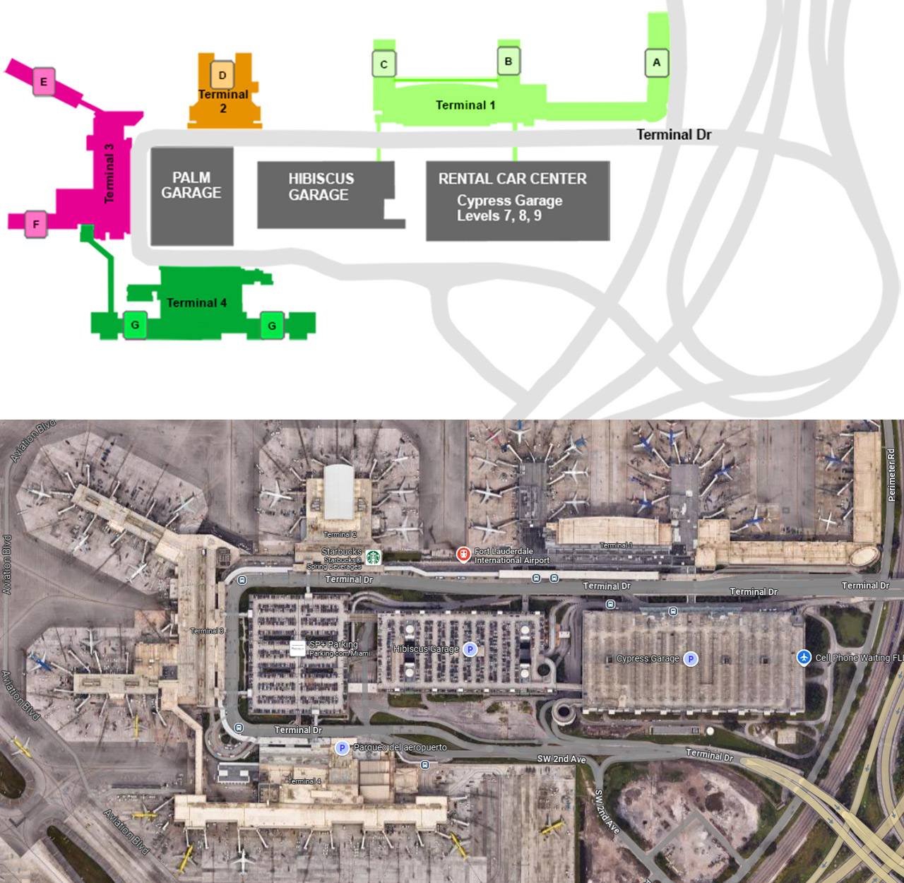 Fort Lauderdale airport (FLL) terminal map