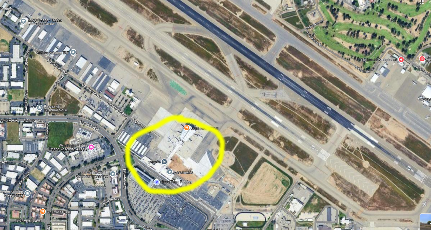 Fresno Yosemite Airport map