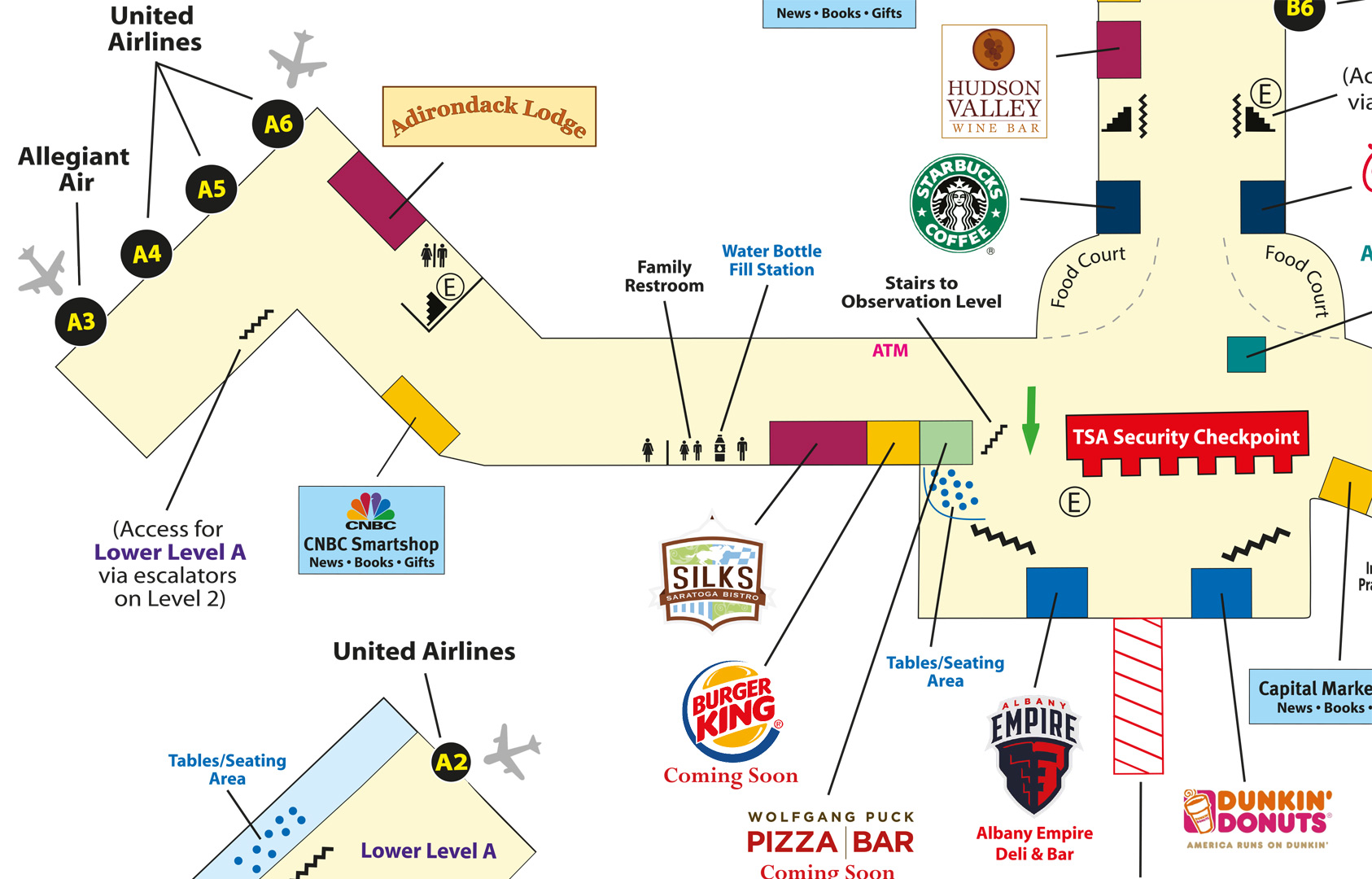 Gate A albany airport map