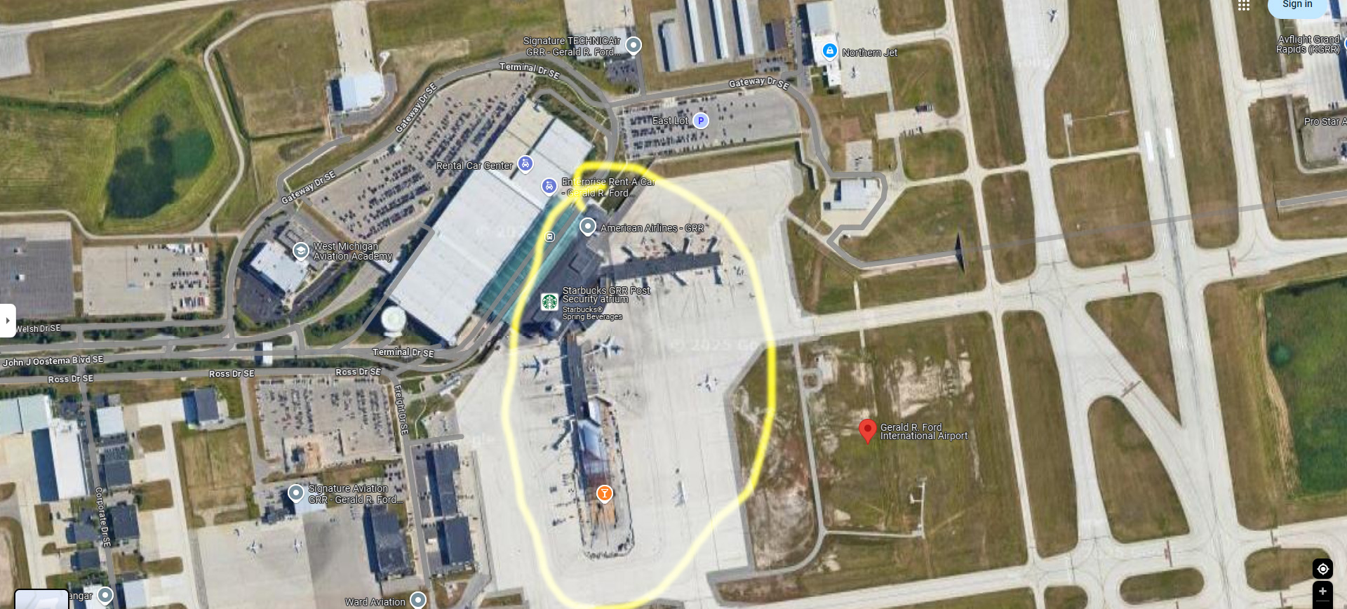 Gerald R. Ford airport map