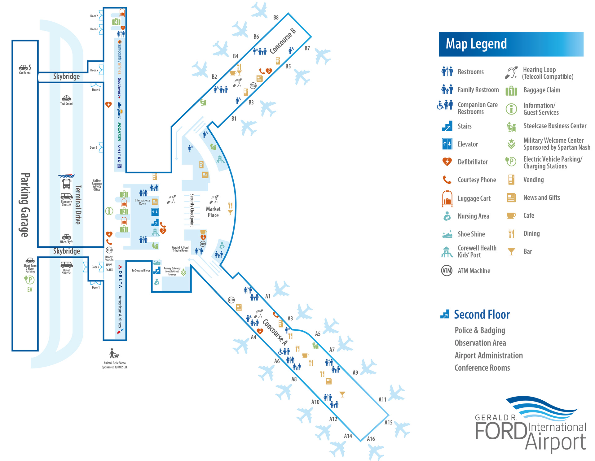 Gerald R. Ford International Airport terminal map