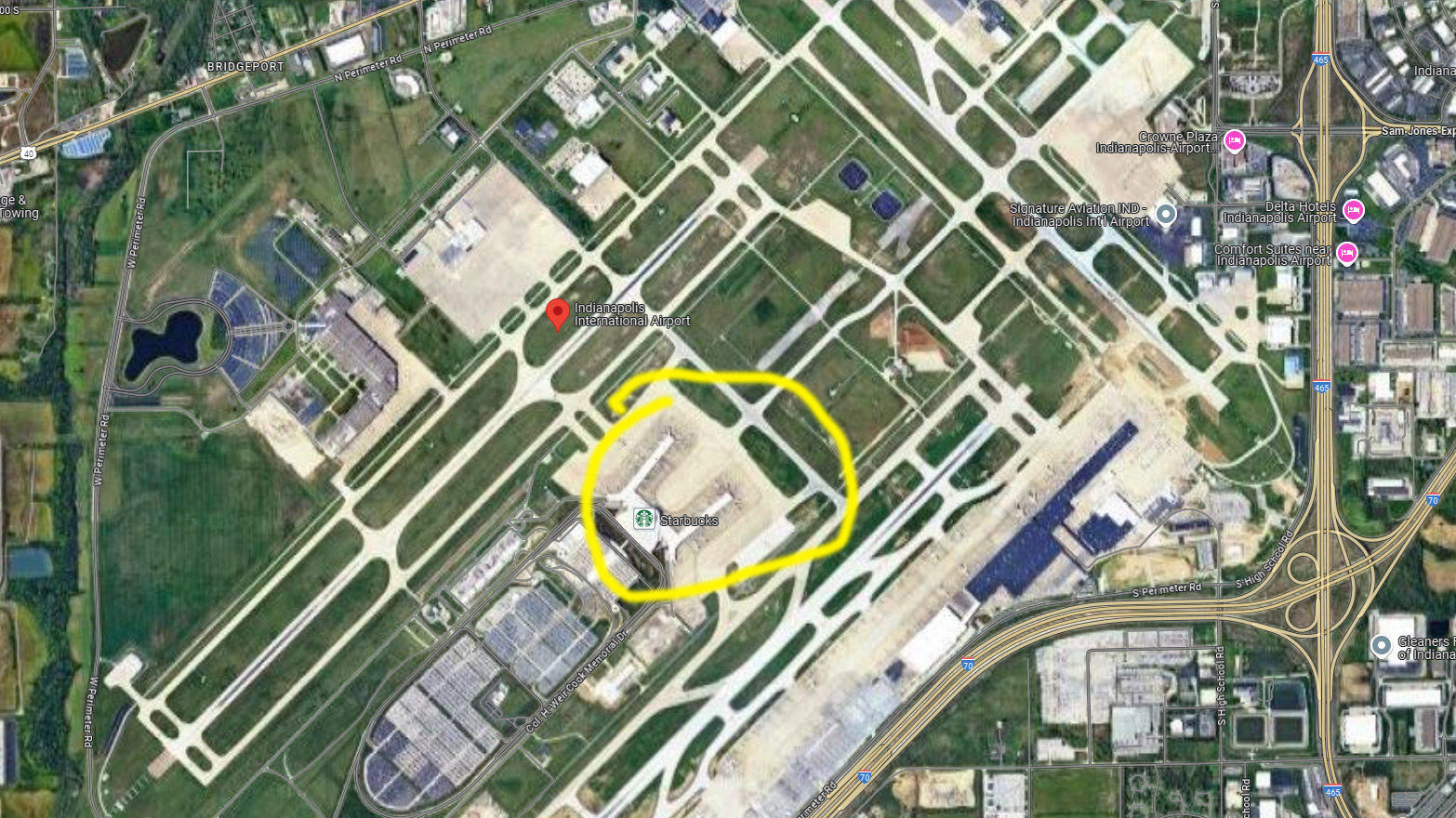 Indianapolis Airport IND map