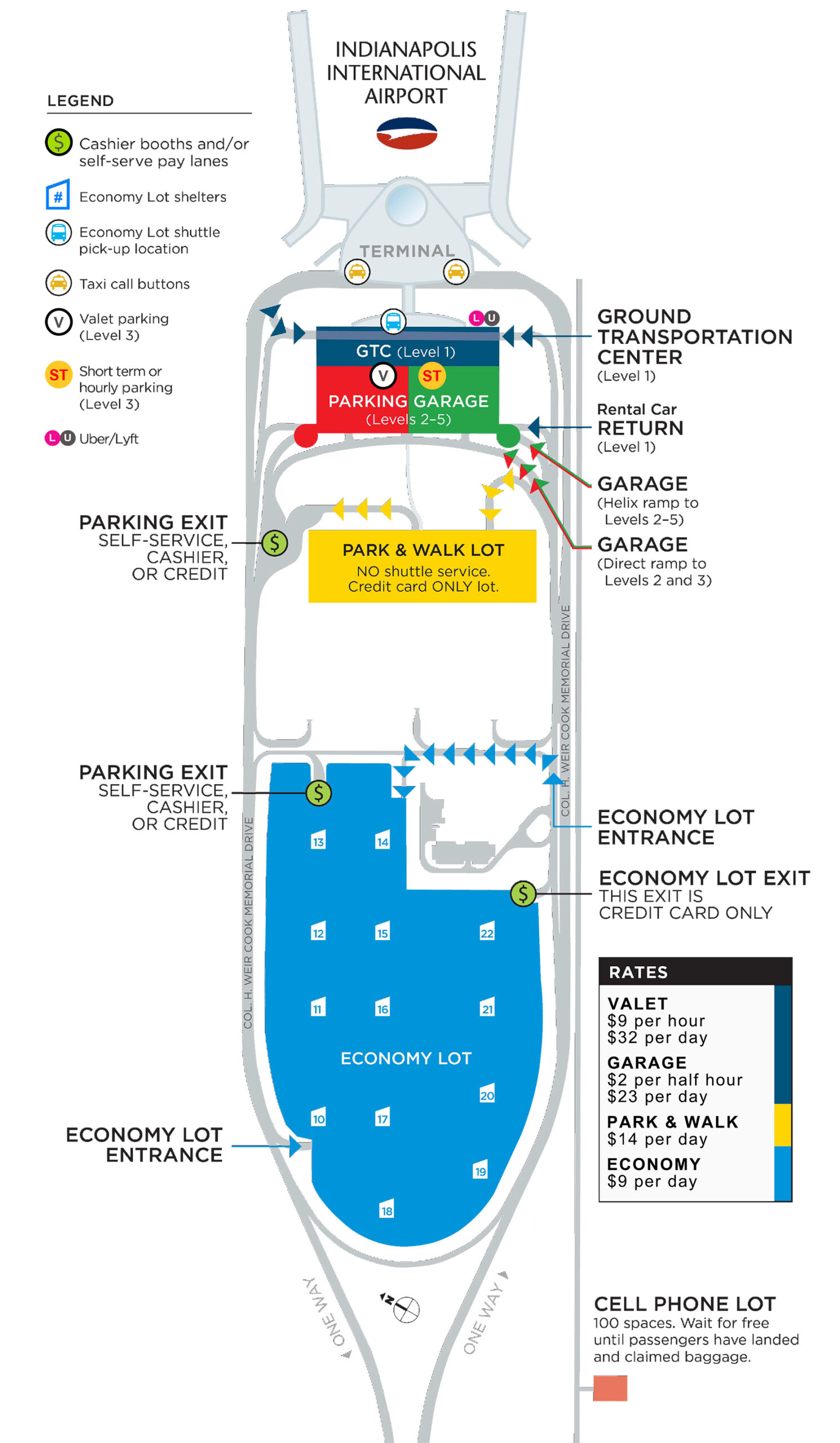 Indianapolis-International-Airport-IND-parking map