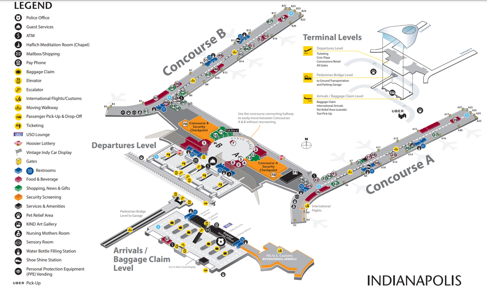 Indianapolis International Airport IND terminal map