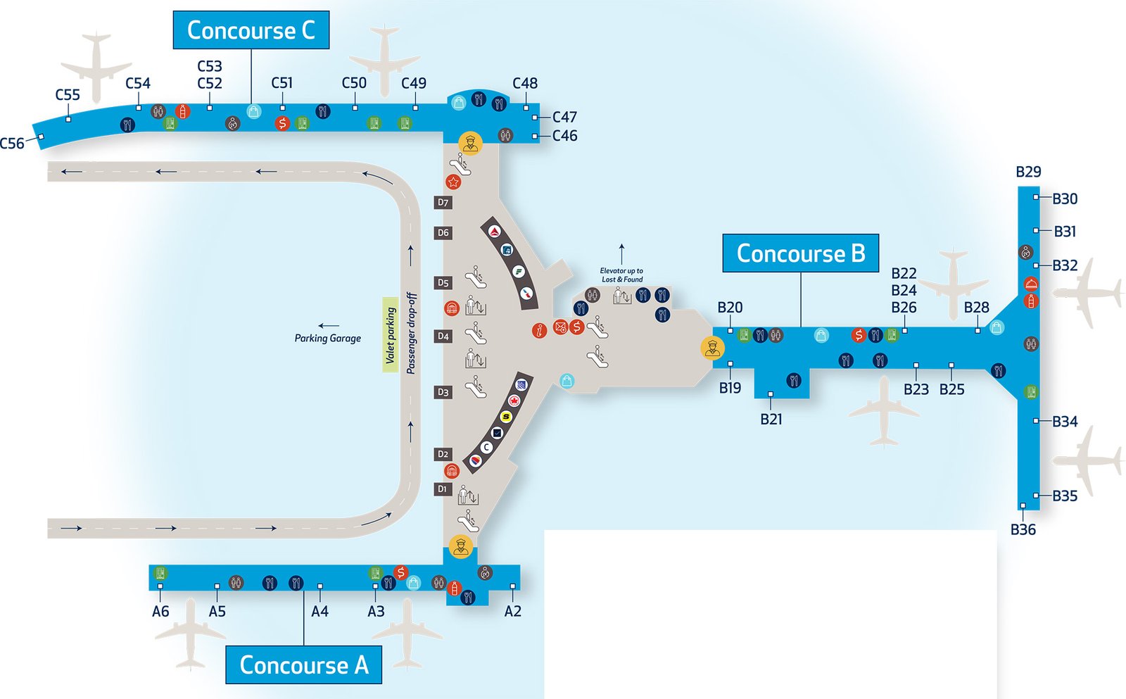 John Glenn Columbus Airport Terminal map