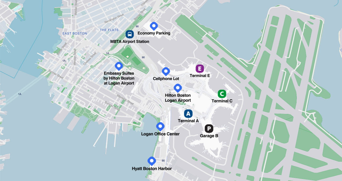 Logan International Airport (BOS) Terminals Map