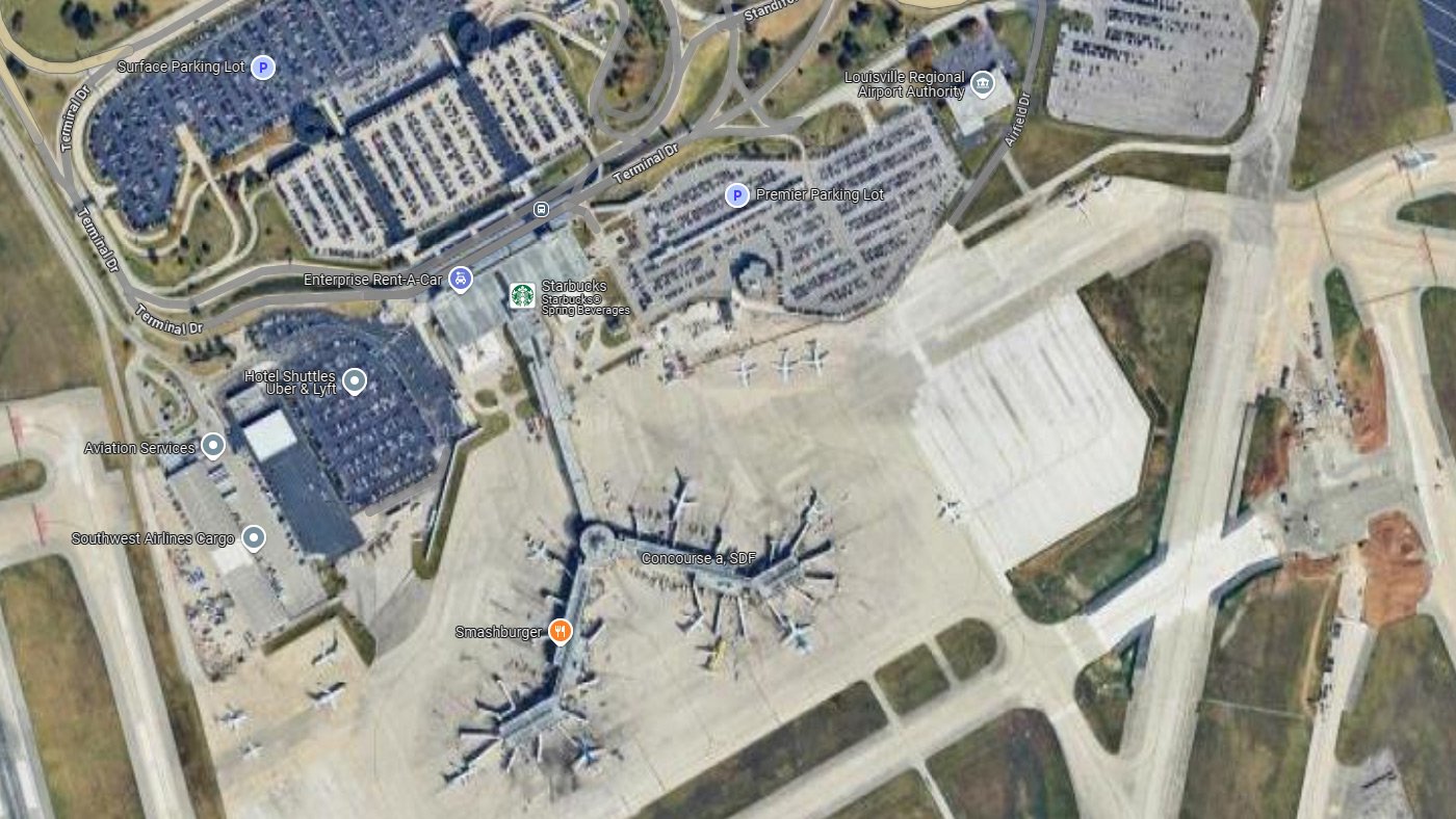 Louisville Muhammad Ali Airport SDF map