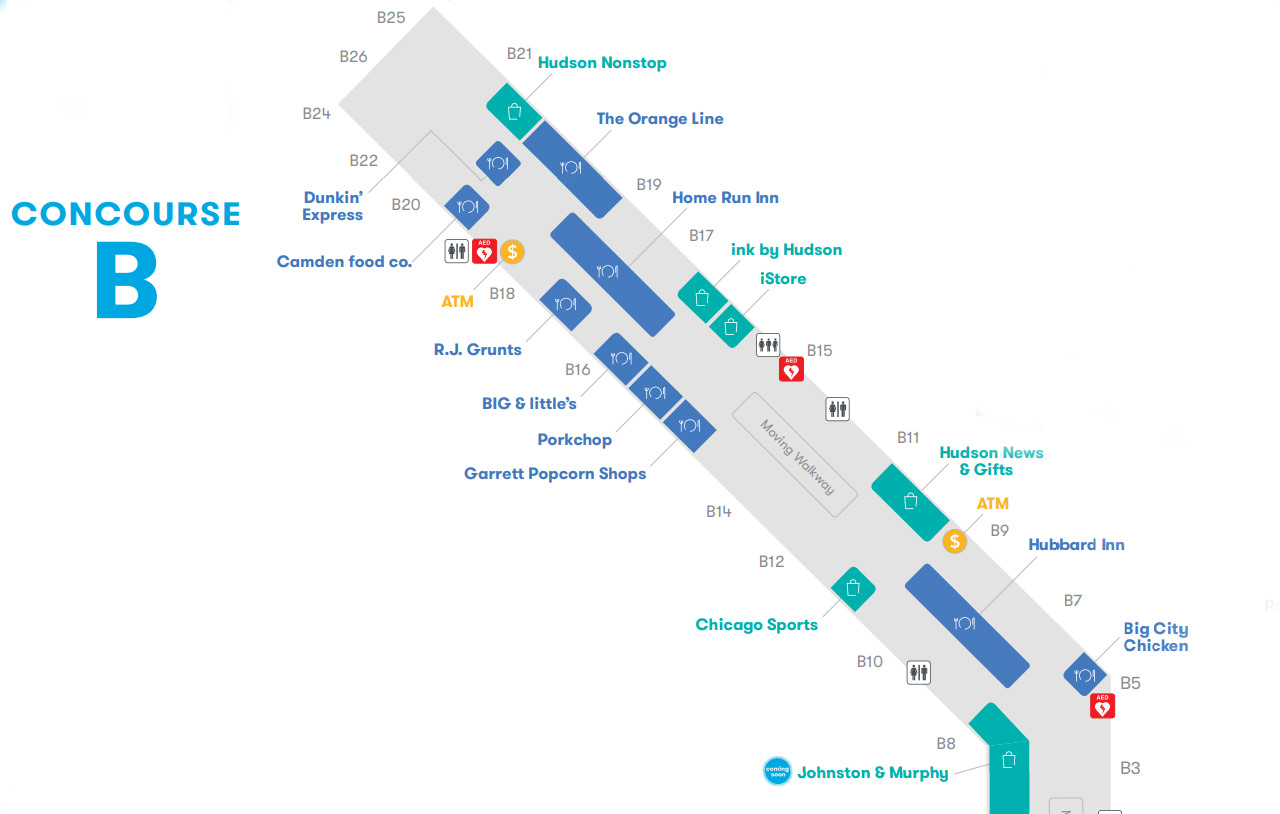 Midway Airport Concourse B map