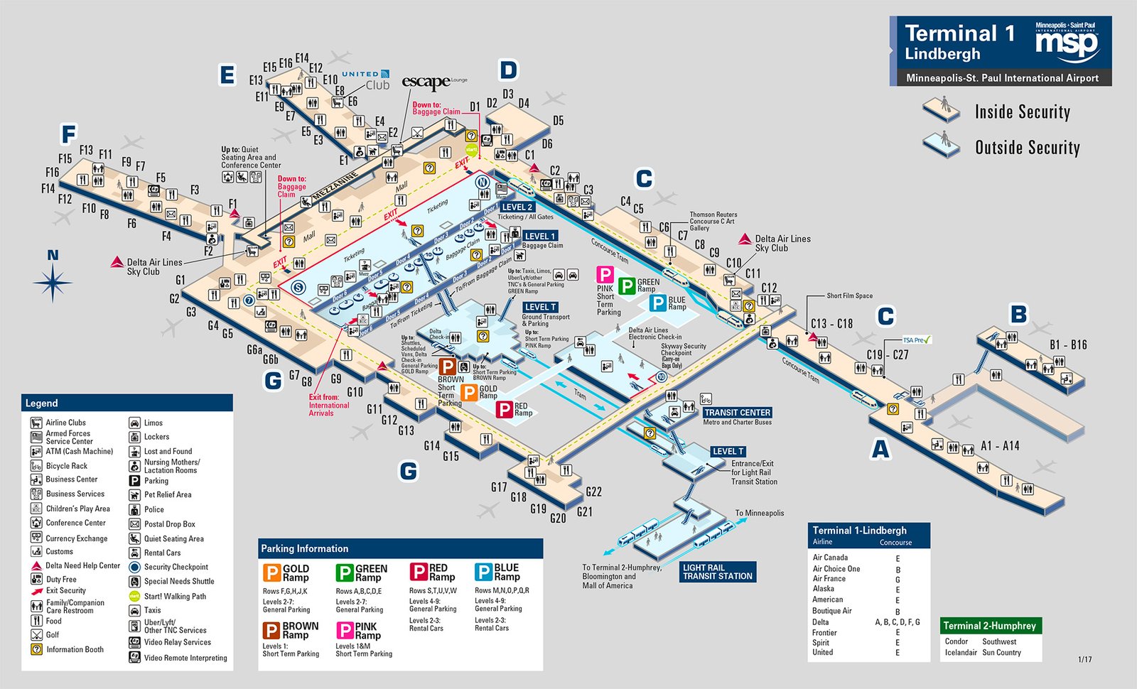 Minneapolis–Saint Paul Airport map terminal 1 map