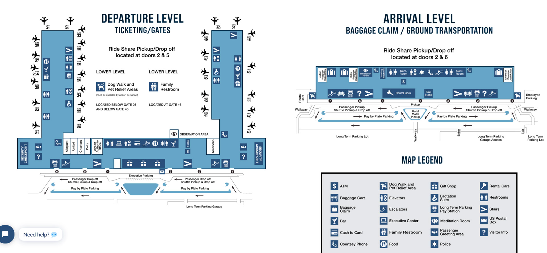Piedmont Triad International Airport terminal map