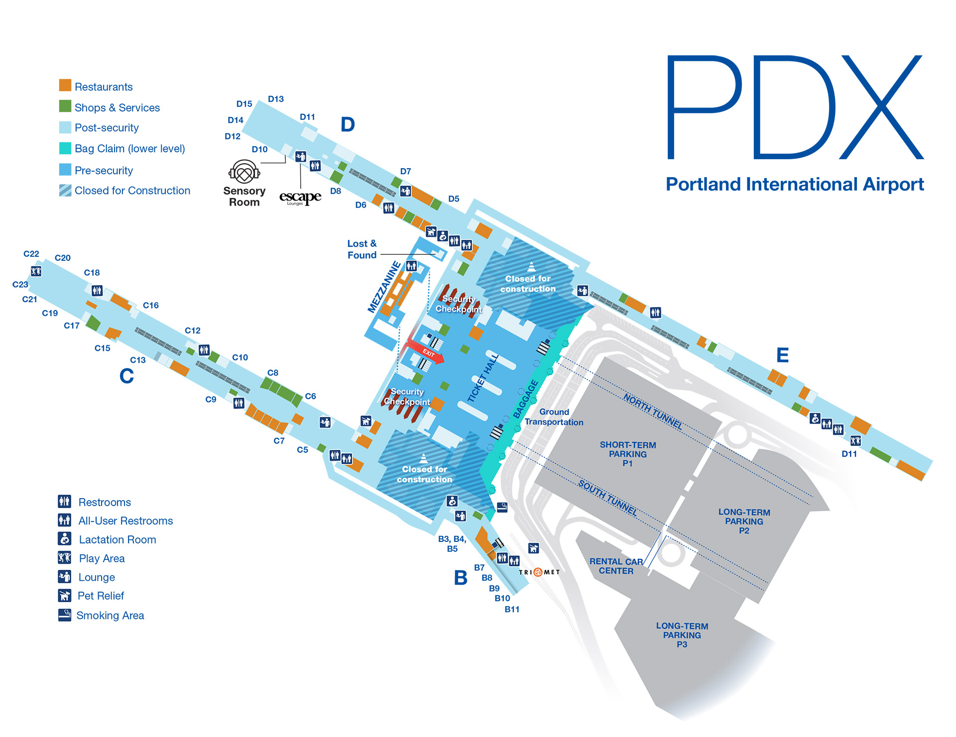 portland airport terminal map
