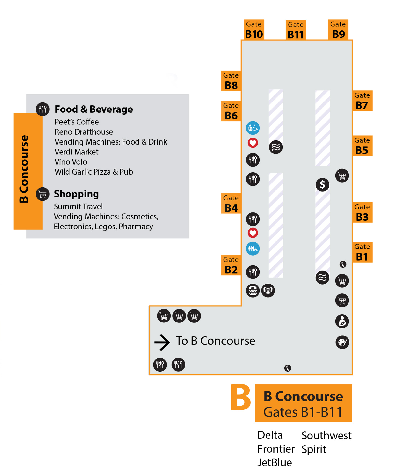 Reno airportterminal map gate b