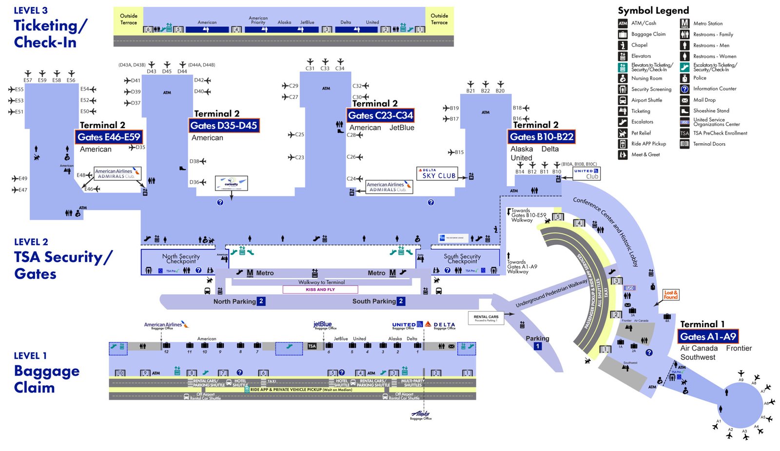 Ronald Reagan Washington National Airport (DCA) Terminal Map
