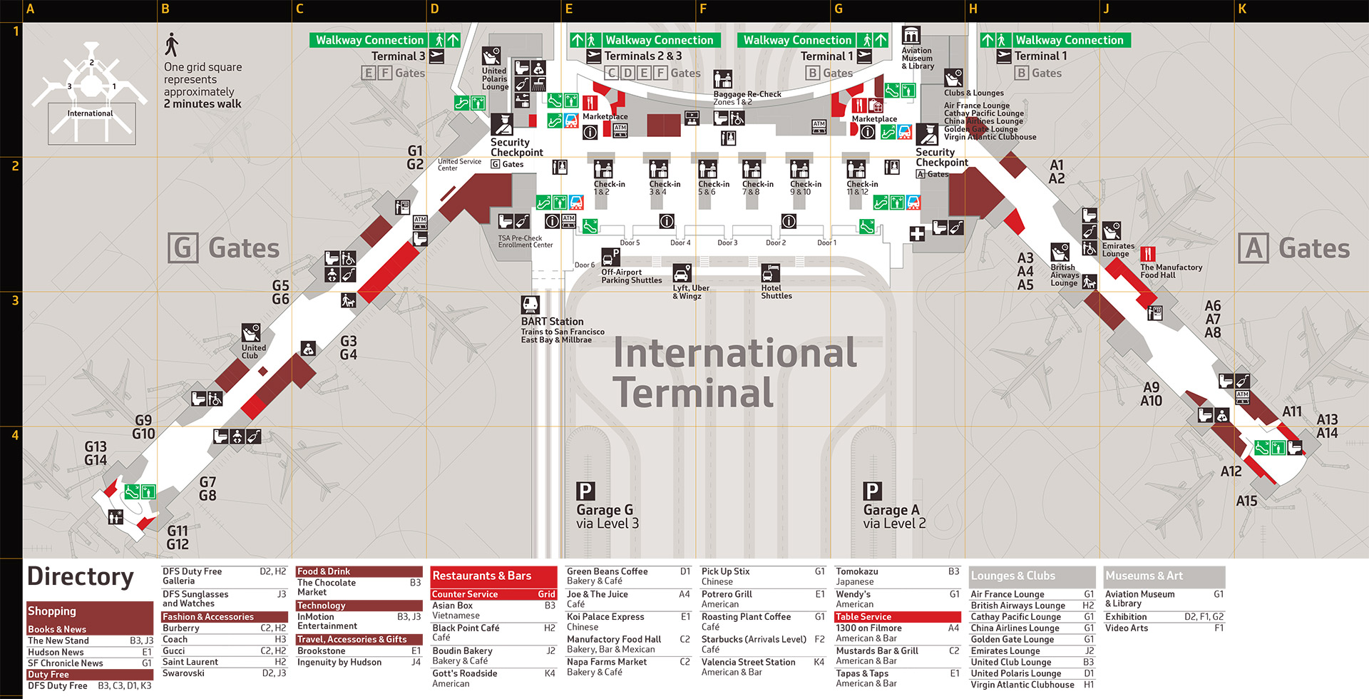 San Francisco International Airport terminal map