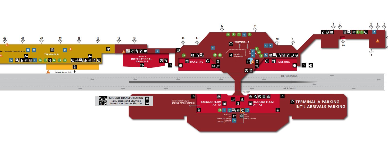 San Jose International Airport terminal a map