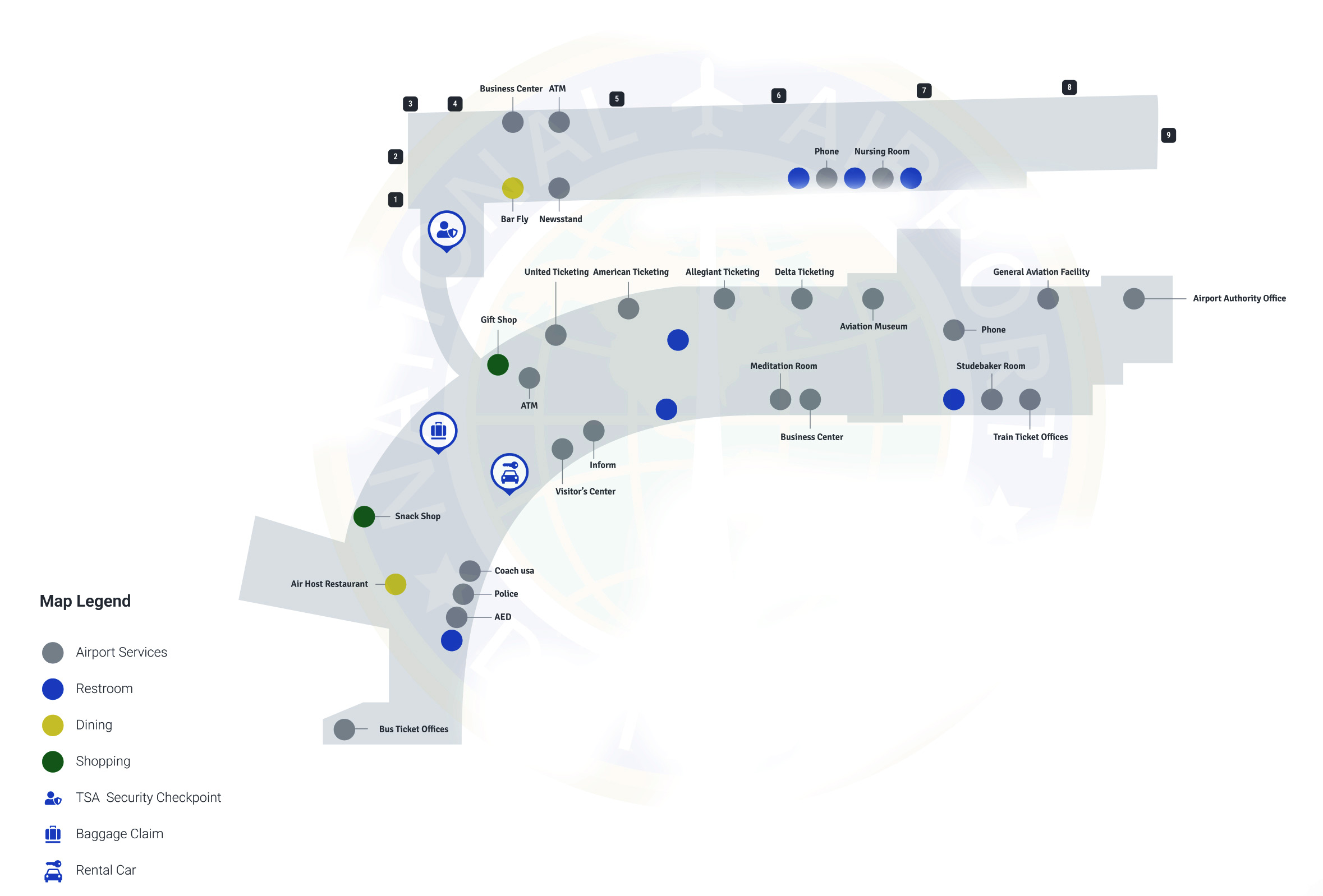 South Bend Airport map