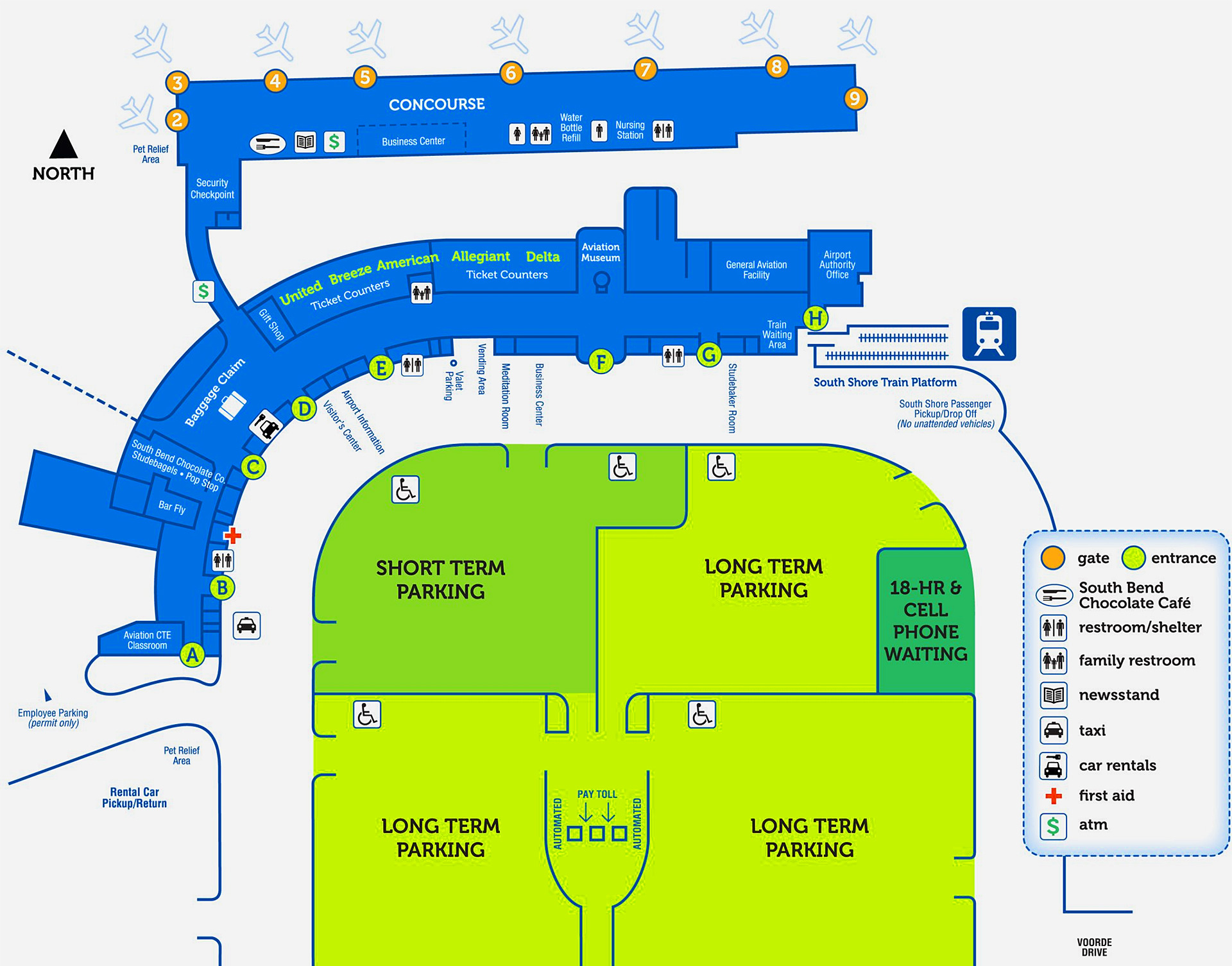 South Bend International Airport terminal map