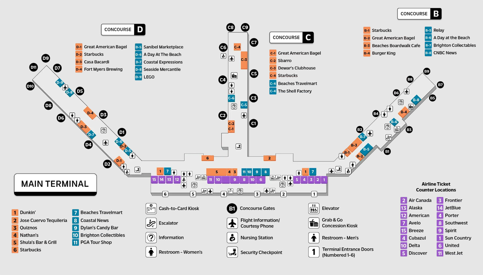 Southwest Florida International Airport Terminal Map