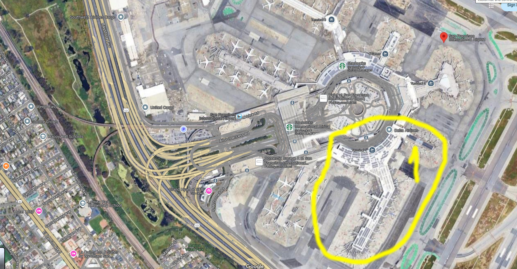 Terminal 1 sfo airport map