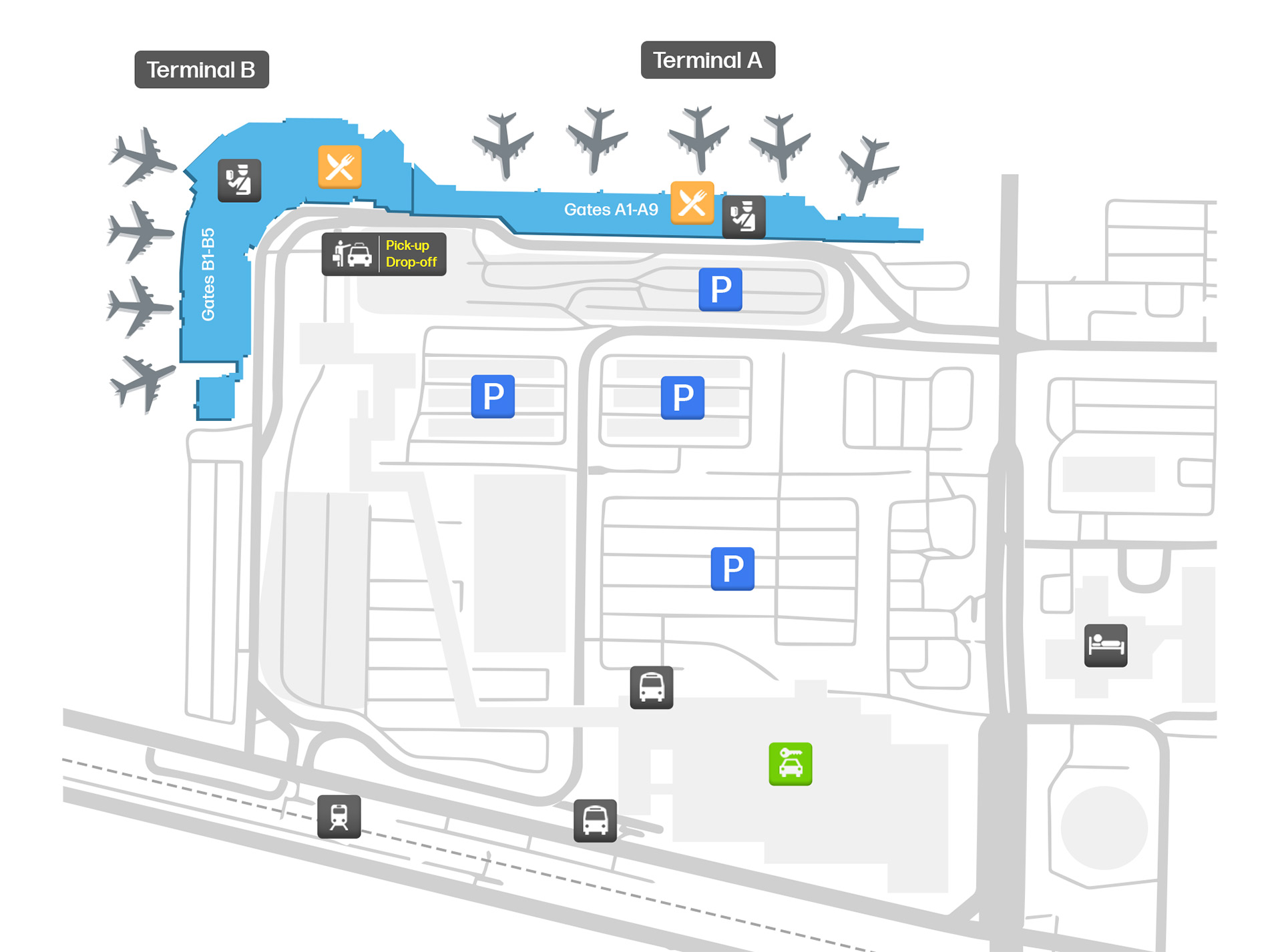 Terminal A map Hollywood Burbank Airport 