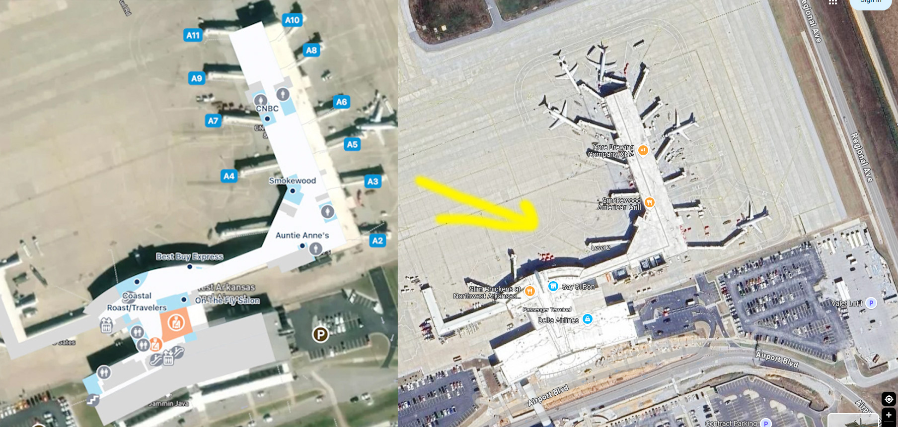 XNA airport terminal map